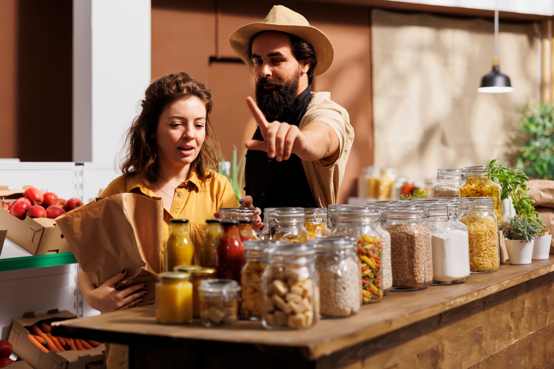 Partners with spices in jars
